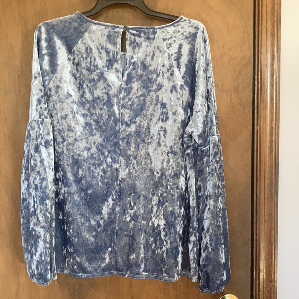 Relisted LC Lauren Conrad duller blue velvet volume sleeve top boho XL - Picture 12 of 17